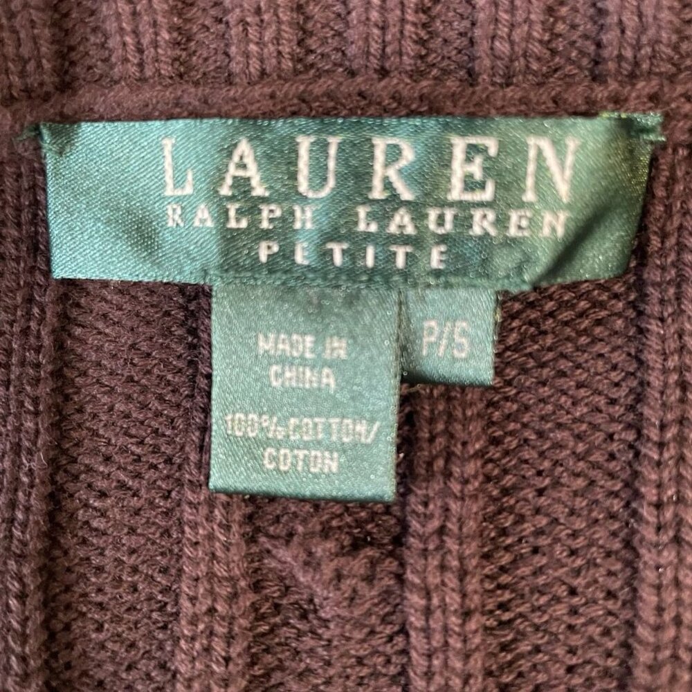Lauren Ralph Lauren Cable Knit Sweater Classic Preppy Petite 100% Cotton Cozy - Picture 3 of 7